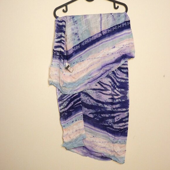 Chico's Accessories - Chico scarf white, blue, and purple lightweight summer scarf with animal print